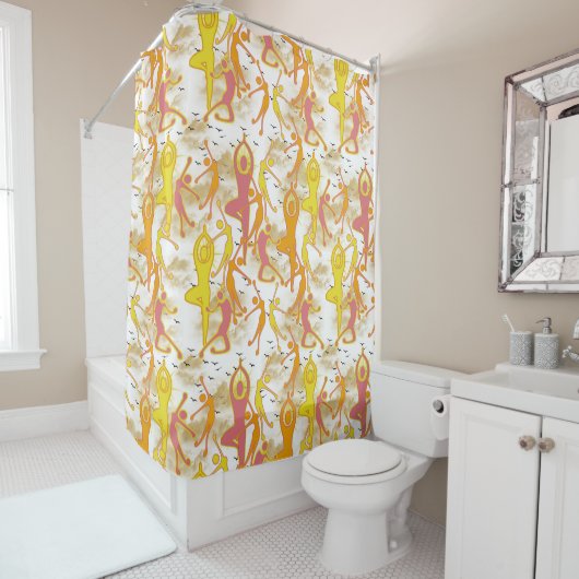 Happy Dancing Yoga Girls Douchegordijn (In situ)