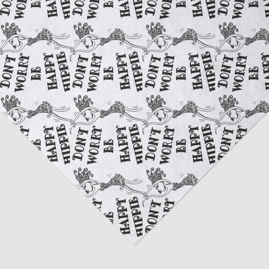 Happy Dansende Hippie (zwarte tekst) Tissuepapier (Detail)