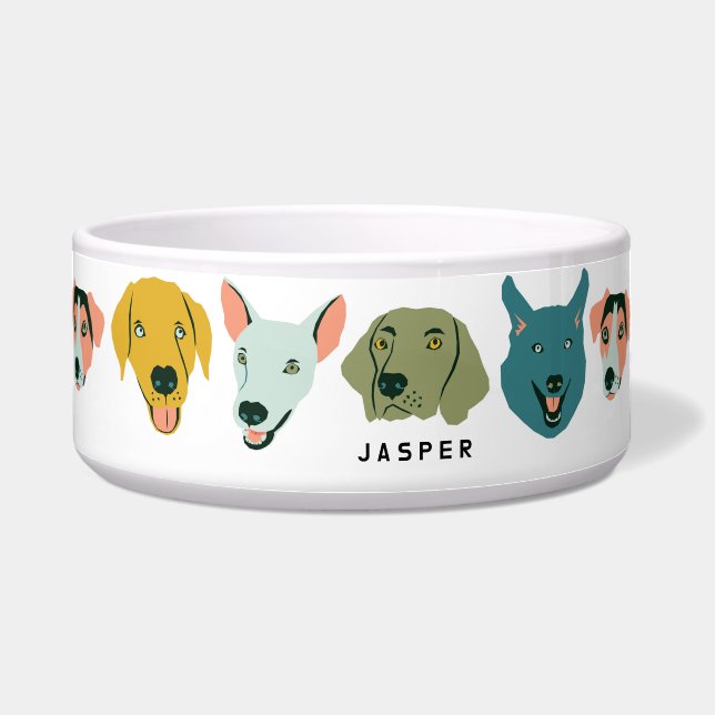 Happy Dapper Dogs gepersonaliseerd Voerbakje (Voorkant)