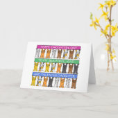 Happy Daughter Day Cartoon Cats 11 augustus Kaart (Gele Bloem)