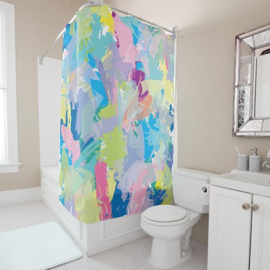 Happy Day Abstracte kunst Moderne hedendaagse unie Douchegordijn (In situ)