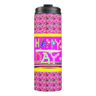 Happy day art design suiker snoep brite kleuren thermosbeker