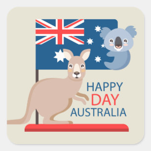 Happy Day Australië Vierkante Sticker