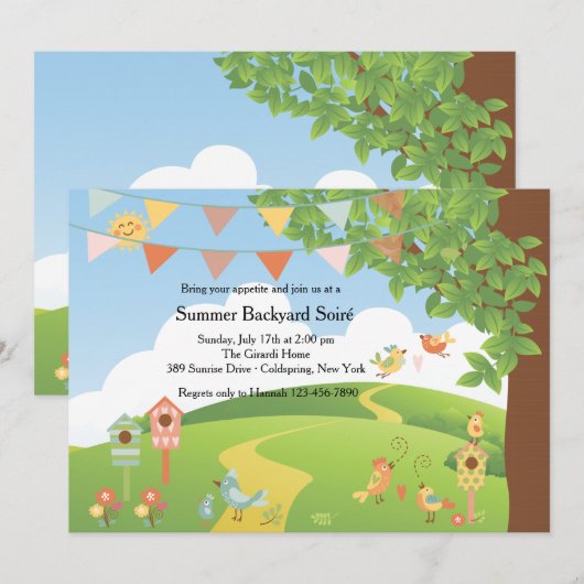 Happy Day Backyard Party Uitnodiging (Voorkant / Achterkant)