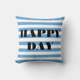 Happy Day Blue en White Striped Kussen