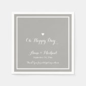 Happy Day Bruiloftsfeest grijs receptie Servetten (Voorkant)