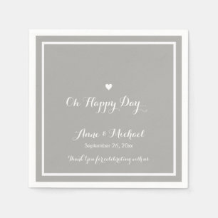 Happy Day Bruiloftsfeest grijs receptie Servetten