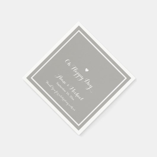Happy Day Bruiloftsfeest grijs receptie Servetten (Hoek)