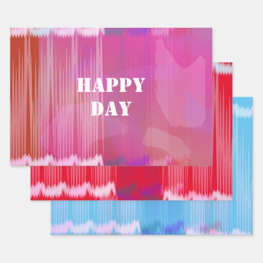 HAPPY DAY Drie kleuren die papiervellen ompakken Inpakpapier Vel (Set)