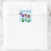 Happy Day  Flowers Square Sticker (Tas)