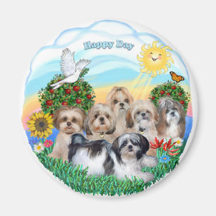 Happy Day met Six Shih Tzus Magneet