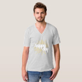 Happy Day Navy Unisex V-Neck T-Shirt (Voorkant volledig)