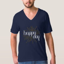 Happy Day Navy Unisex V-Neck T-Shirt