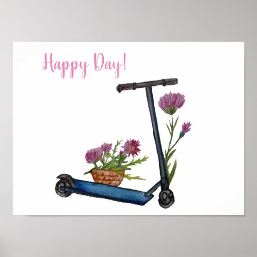 Happy Day Poster, Waterverf Art Drawing Poster (Voorkant)