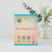 Happy Day Whimsical Flowers en Cheerful Bugs Briefkaart (Staand voorkant)