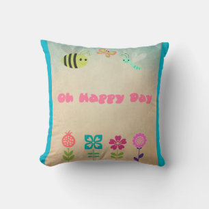 Happy Day Whimsical Flowers en Cheerful Bugs Kussen