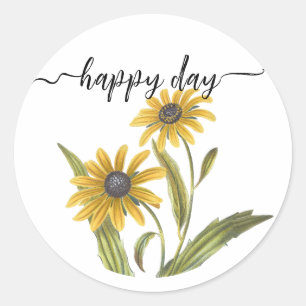 Happy Day Yellow Daisy Motivatie Vriend Leraar Ronde Sticker