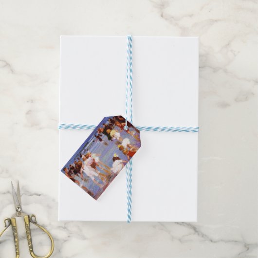 Happy Days at the Beach (door E.H. Potthast) Cadeaulabel (Met Touw)