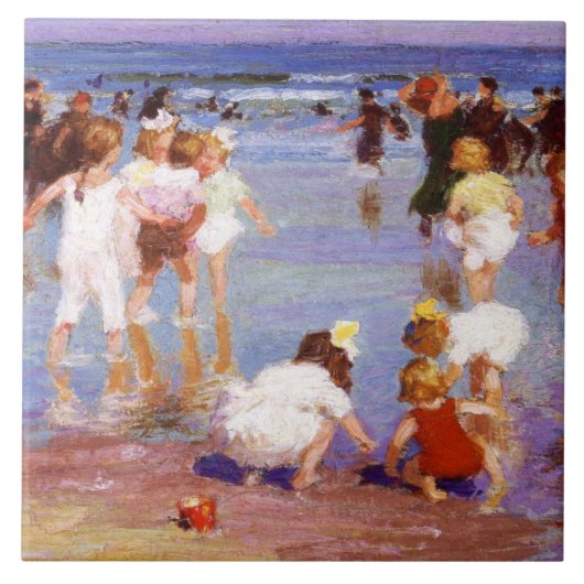 Happy Days at the Beach (door E.H. Potthast) Tegeltje (Voorkant)
