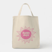 Happy Days - Cute Pink Sun - VSCO Girls Quote Tote Bag (Achterkant)