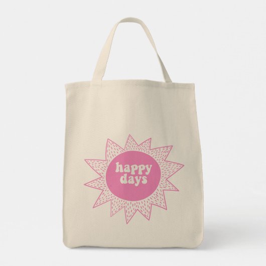 Happy Days - Cute Pink Sun - VSCO Girls Quote Tote Bag (Achterkant)