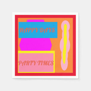 Happy days feesttijd gemengde kleuren logo servet