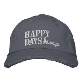 Happy Days Positieve Quote Rustic Blue  Geborduurde Pet