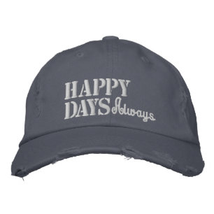 Happy Days Positieve Quote Rustic Blue Geborduurde Pet