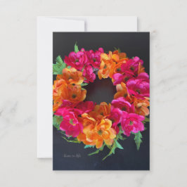 Happy Days - Roze & Oranje Bloemenkrans Notitiekaartje