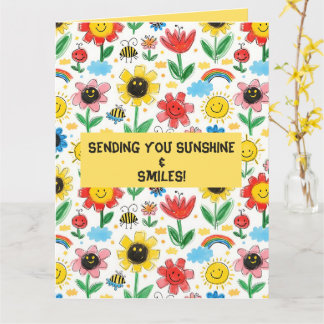 Happy Days - Vrolijke Bloem en Vrienden Patroon Kaart