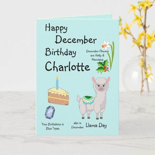 Happy December Birthday Folded Greeting Card Kaart (Gele Bloem)