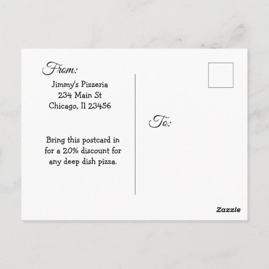 Happy Deep Dish Pizza Day 5 april Briefkaart (Achterkant)