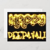 Happy Deepavali Neon Gold Diwali Licht Typografie Briefkaart (Voorkant / Achterkant)