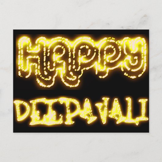 Happy Deepavali Neon Gold Diwali Licht Typografie Briefkaart (Voorkant)