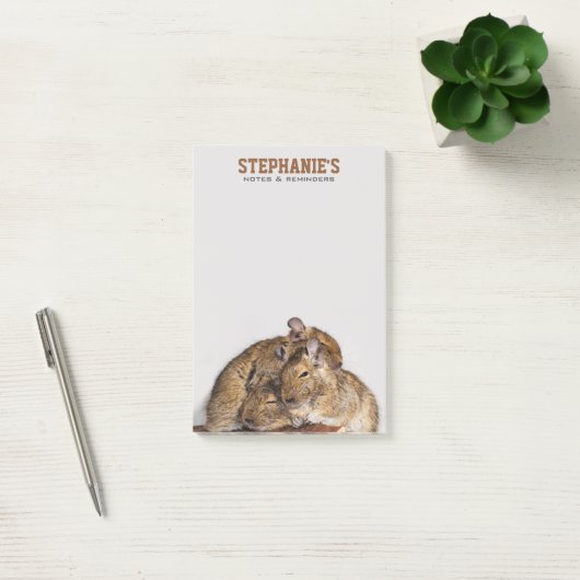 Happy Degu in een Degu-stapel Post-it® Notes (Kantoor)
