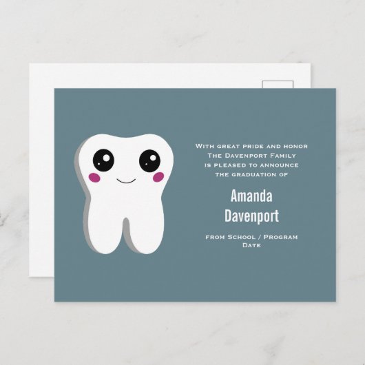 Happy Dental Tooth Afstuderen kondiging Briefkaart (Voorkant / Achterkant)