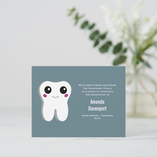 Happy Dental Tooth Afstuderen kondiging Briefkaart (Staand voorkant)