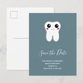 Happy Dental Tooth-glimlach slaat de datum op Uitnodiging Briefkaart (Voorkant / Achterkant)