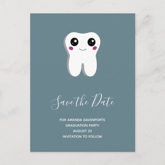 Happy Dental Tooth-glimlach slaat de datum op Uitnodiging Briefkaart (Voorkant)