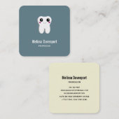 Happy Dental Tooth-glimlach Vierkante Visitekaartje (Voorkant / Achterkant)