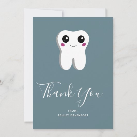 Happy Dental Tooth glimlachend Cute Hartelijk dank Bedankkaart (Voorkant)