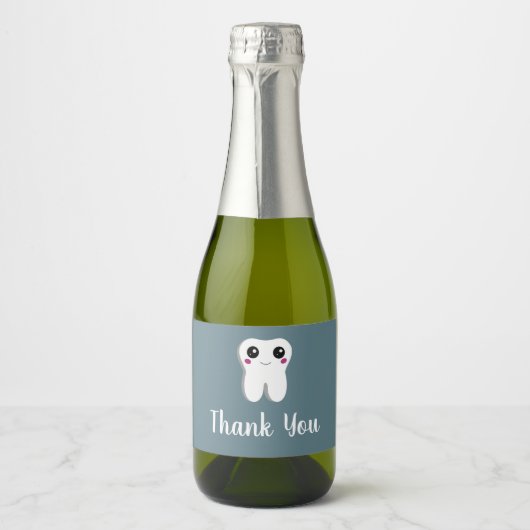 Happy Dental Tooth glimlachend Hartelijk dank Sparkling Wijnetiket (Voorkant)