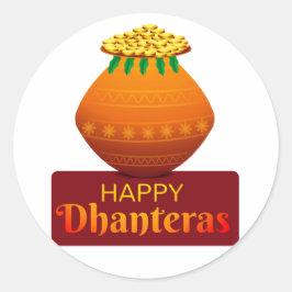 Happy Dhanteras Ronde Sticker