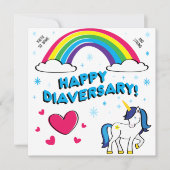 Happy Diaversary (Blauwe Eenhoorn) Kaart (Voorkant)