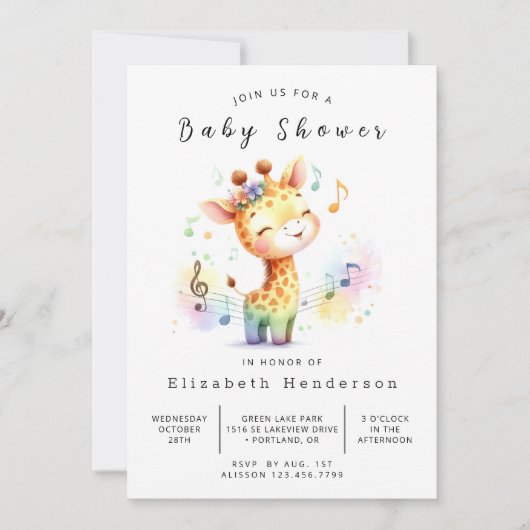 Happy Digital Giraffe Baby shower Kaart (Voorkant)