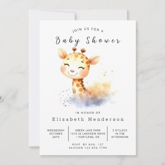 Happy Digital Giraffe Baby shower Kaart (Voorkant)