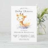 Happy Digital Giraffe Baby shower Kaart (Staand voorkant)