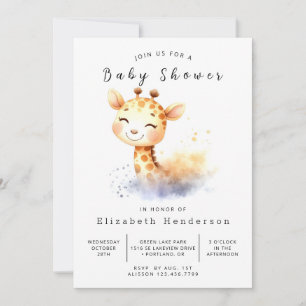 Happy Digital Giraffe Baby shower Kaart
