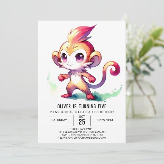 Happy Digital Monkey Verjaardag Kaart (Staand voorkant)