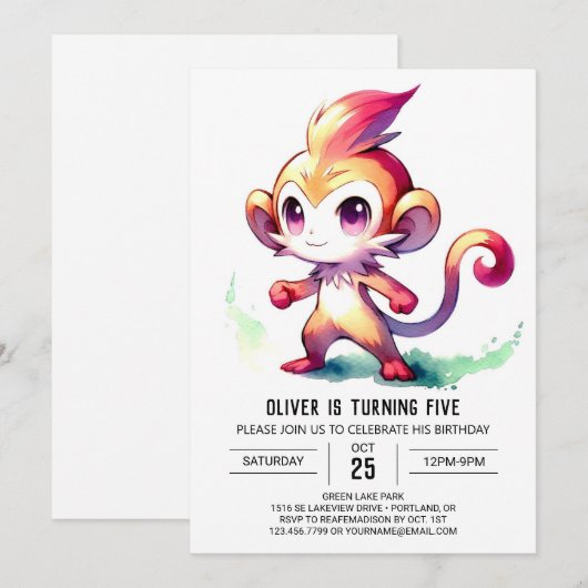 Happy Digital Monkey Verjaardag Kaart (Voorkant / Achterkant)